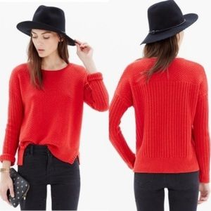 Red Madewell Texture Mix Pullover Sweater Size S EUC